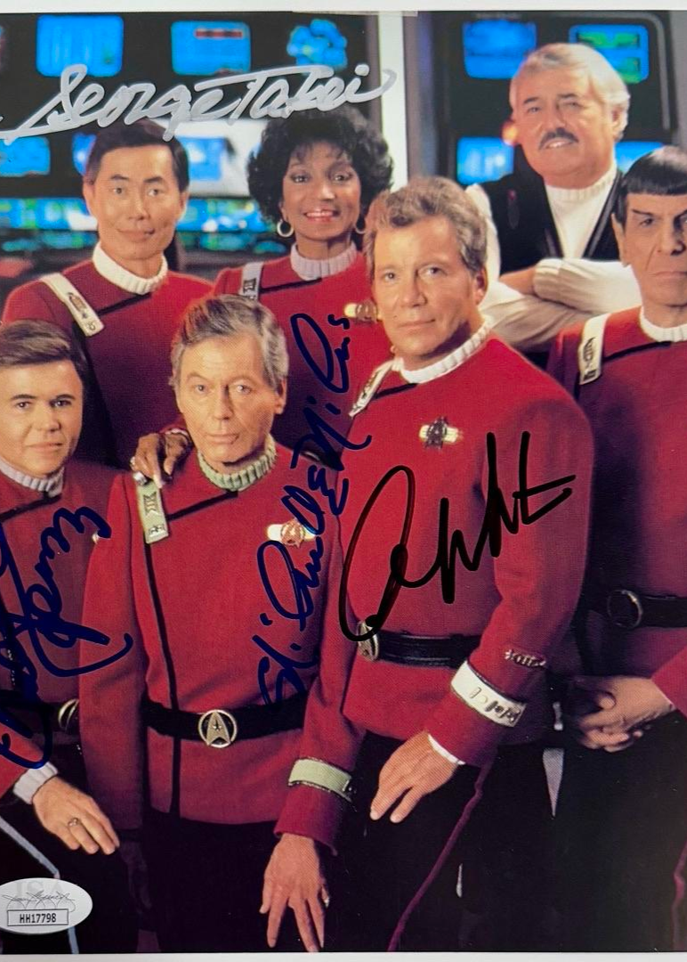 Star Trek Cast Walter Koenig, George Takei, Nichelle Nichols, William Shatner Signed 8x10 Photo - JSA COA #01